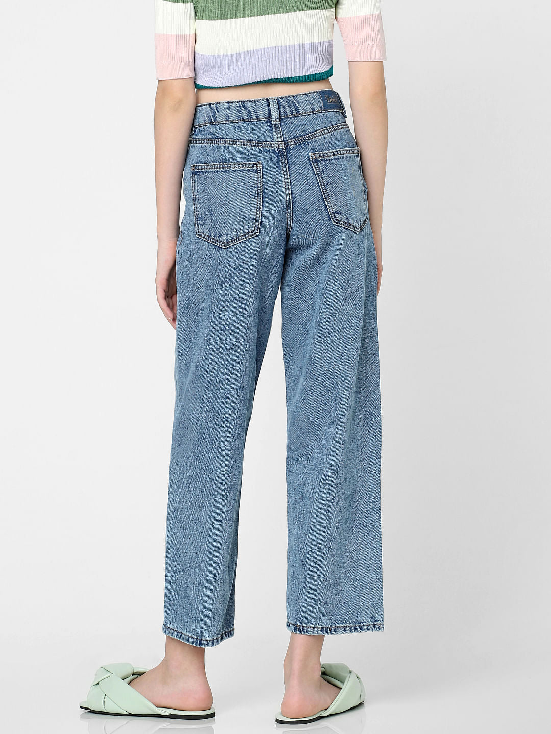 Blue High Rise Carrot Fit Jeans