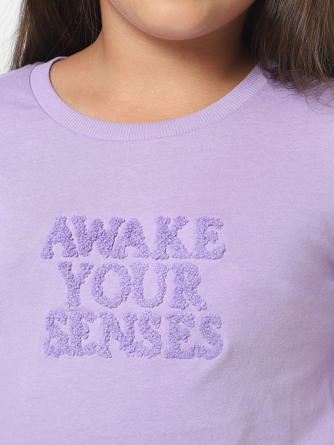 Girls Purple Text Print Top