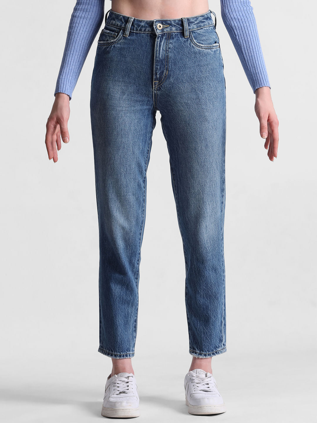 Blue High Rise Erin Straight Fit Jeans