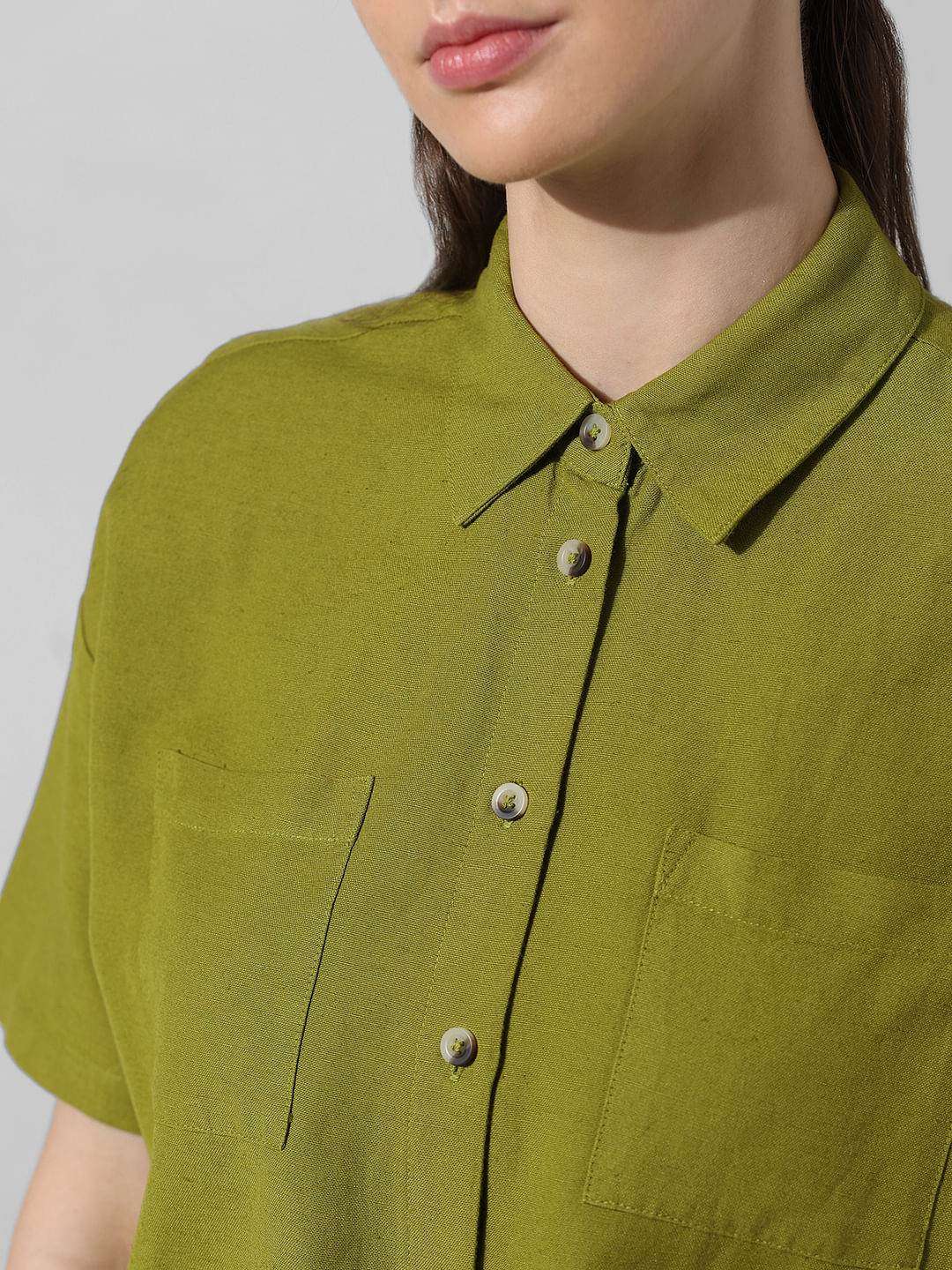 Green Cropped Co-Ord Set Shirt
