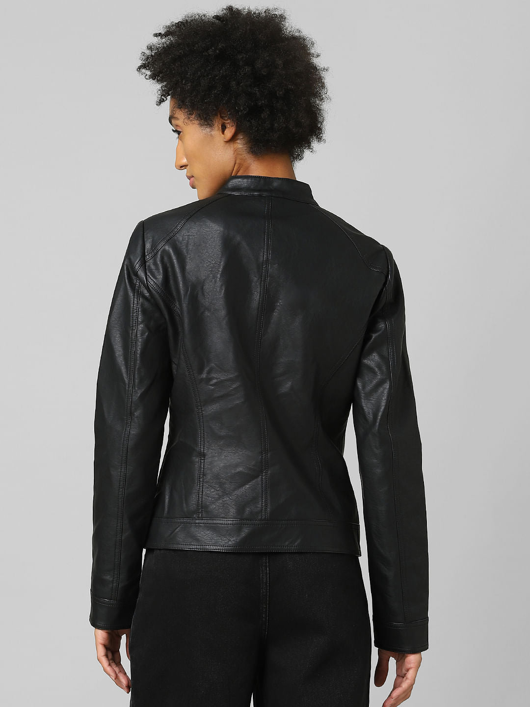 Black Faux Leather Biker Jacket