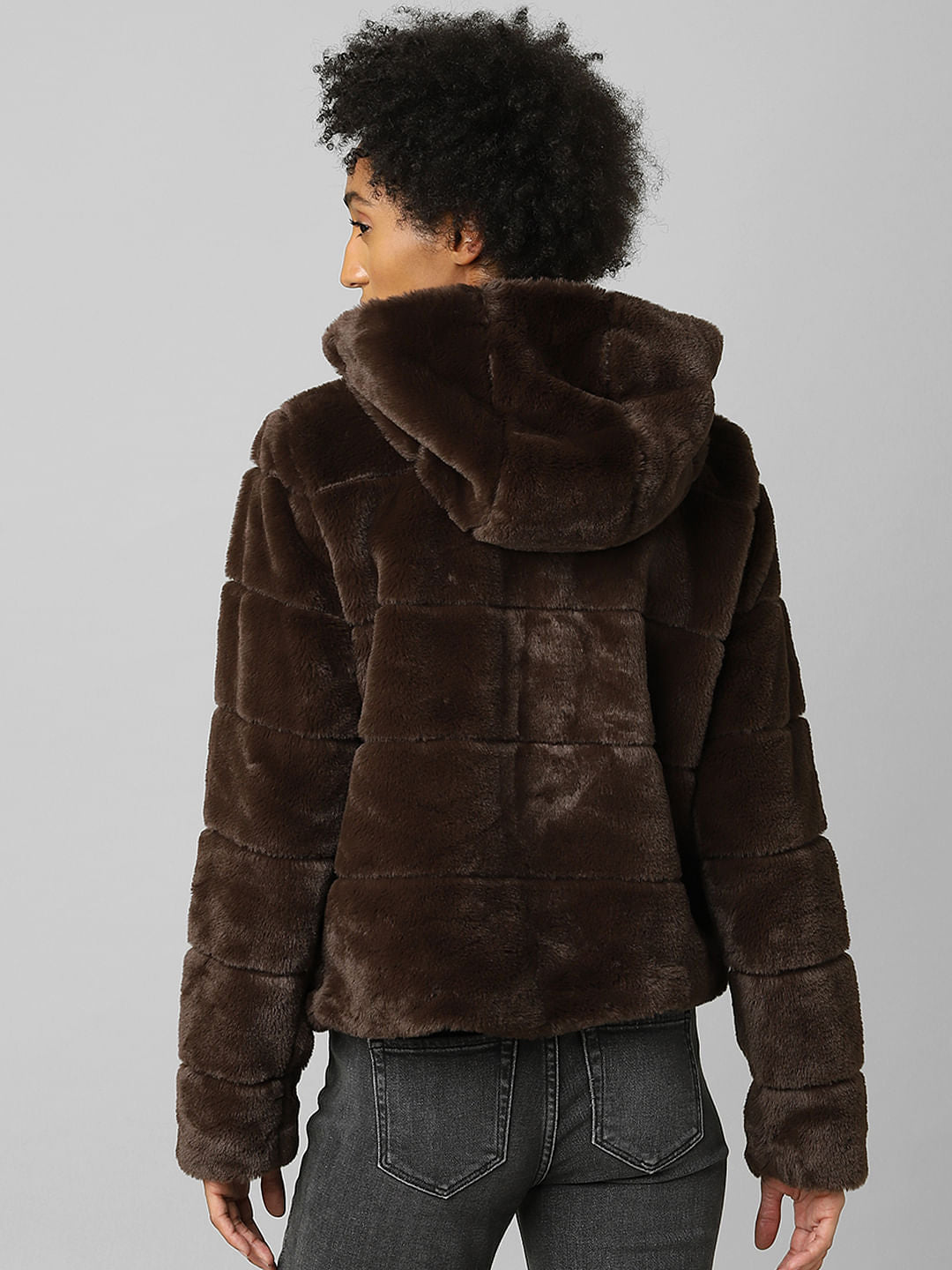 Brown Faux Fur Hooded Jacket