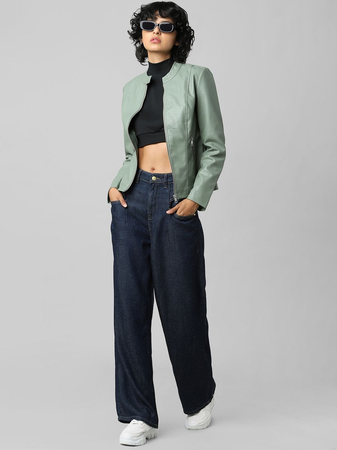 Green Faux Leather Jacket