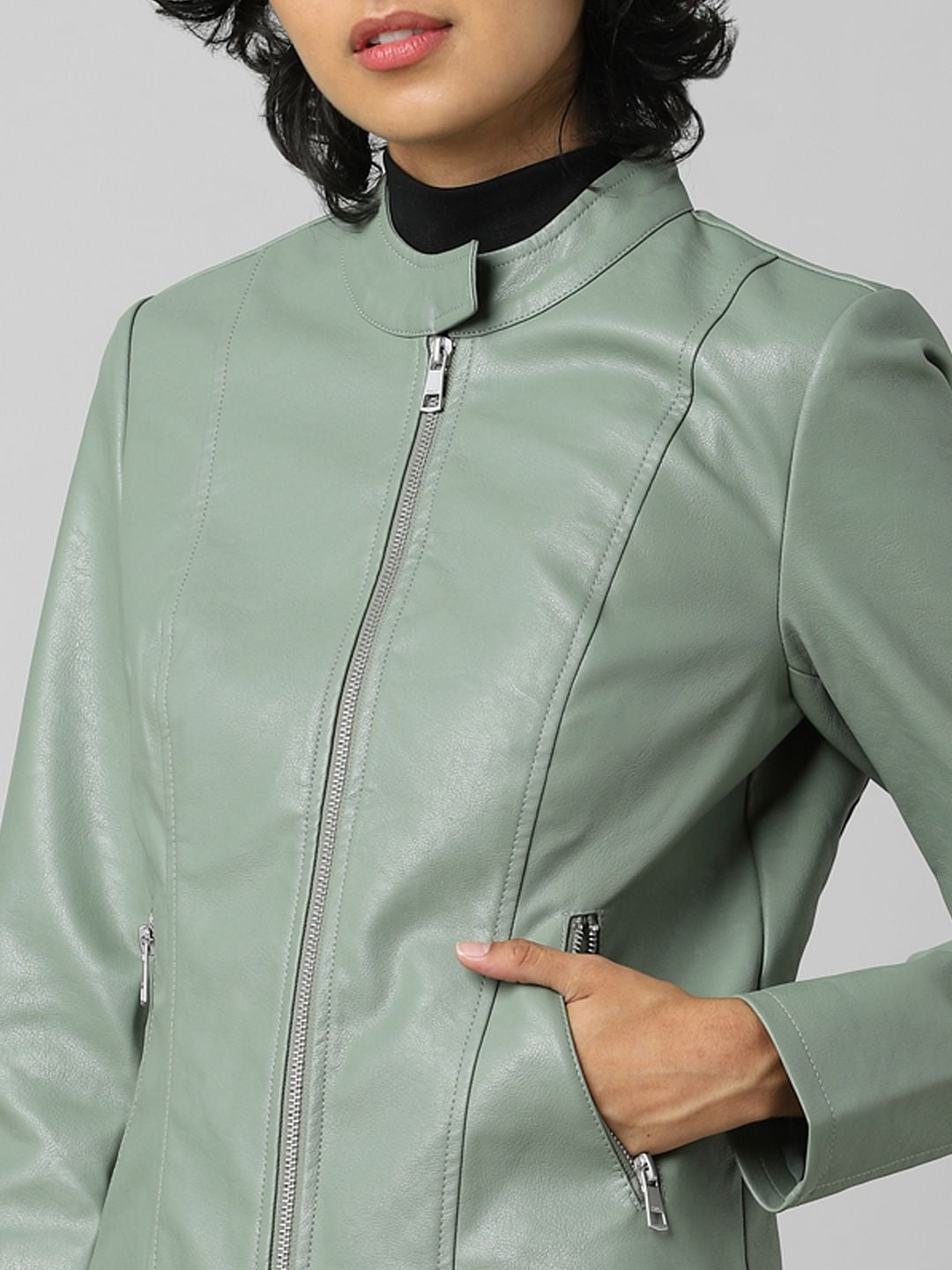 Green Faux Leather Jacket