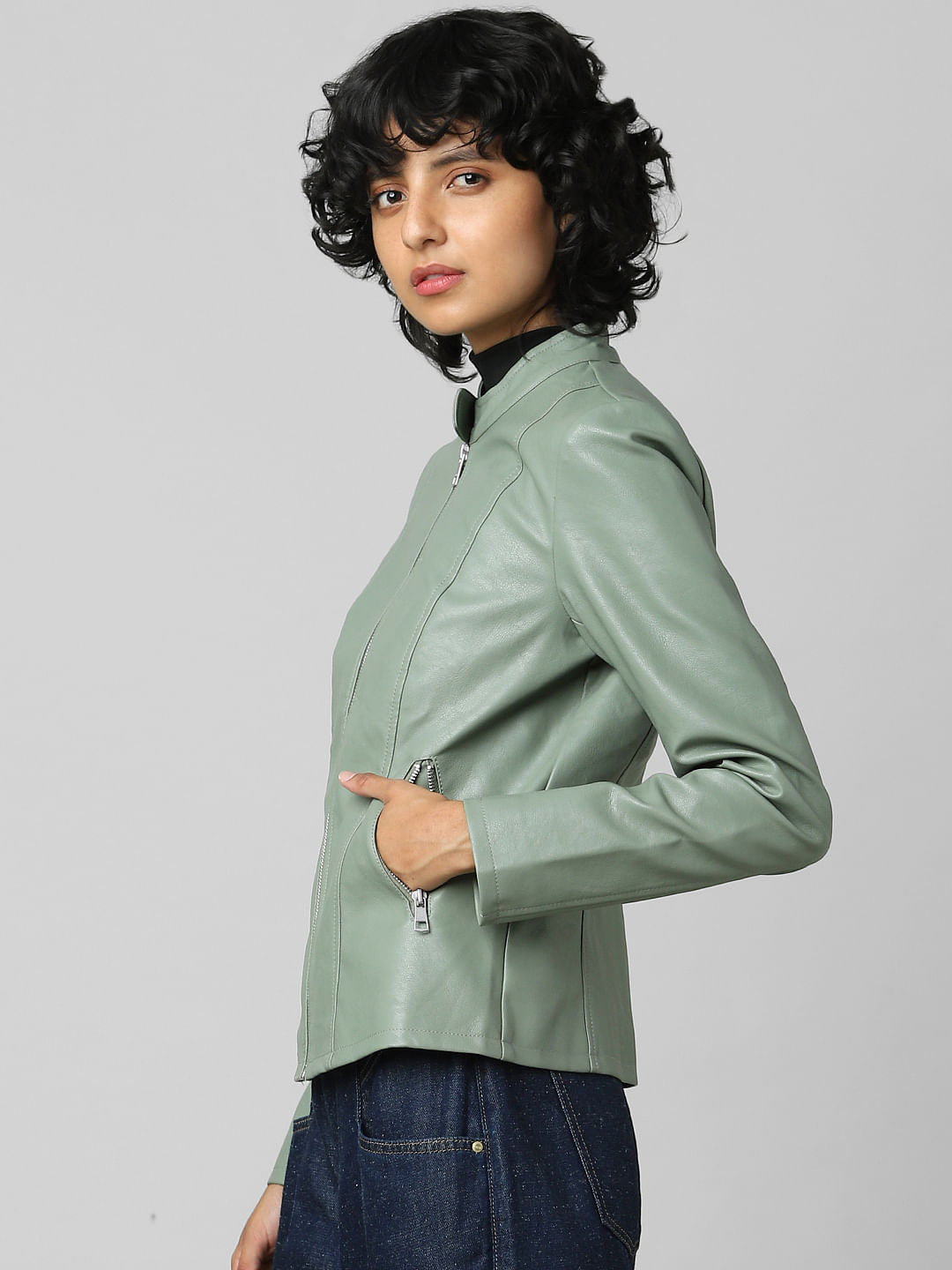 Green Faux Leather Jacket