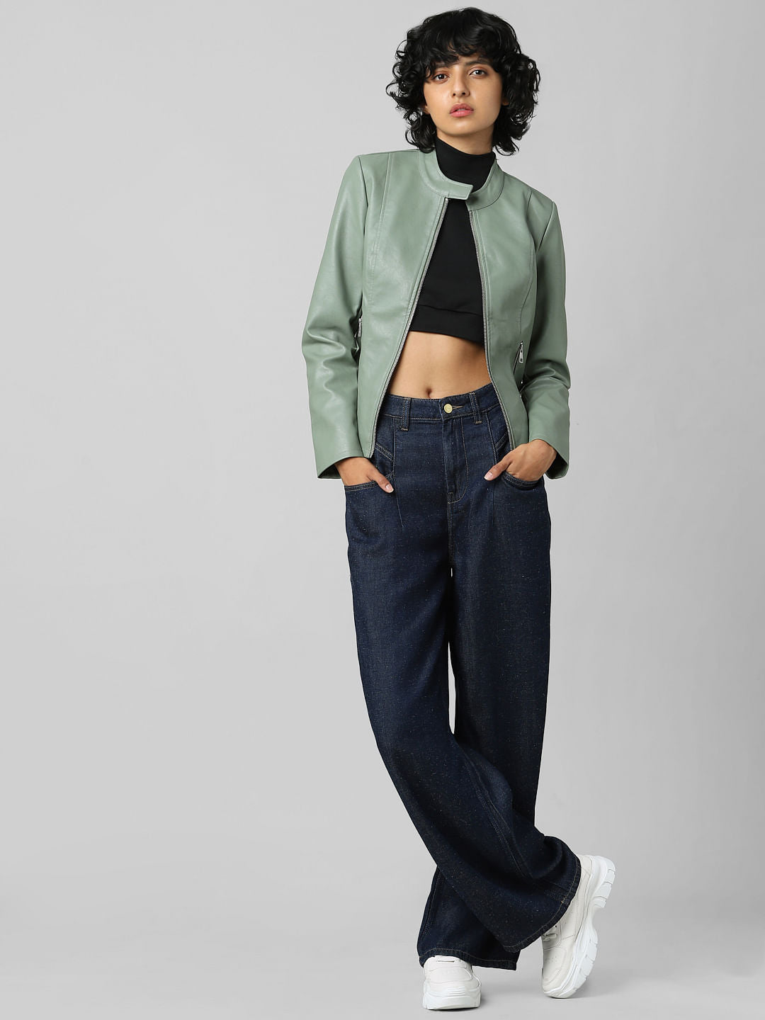 Green Faux Leather Jacket