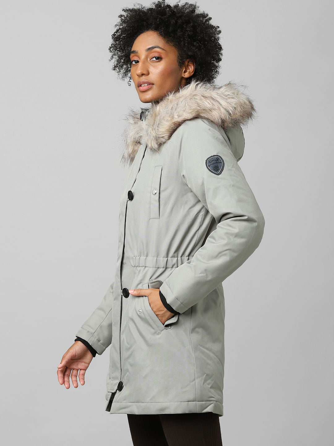 Green Fur Hooded Parka Jacket