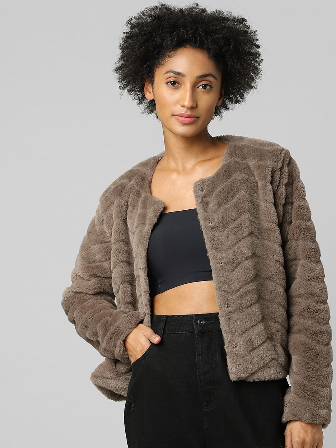 Brown Faux Fur Jacket