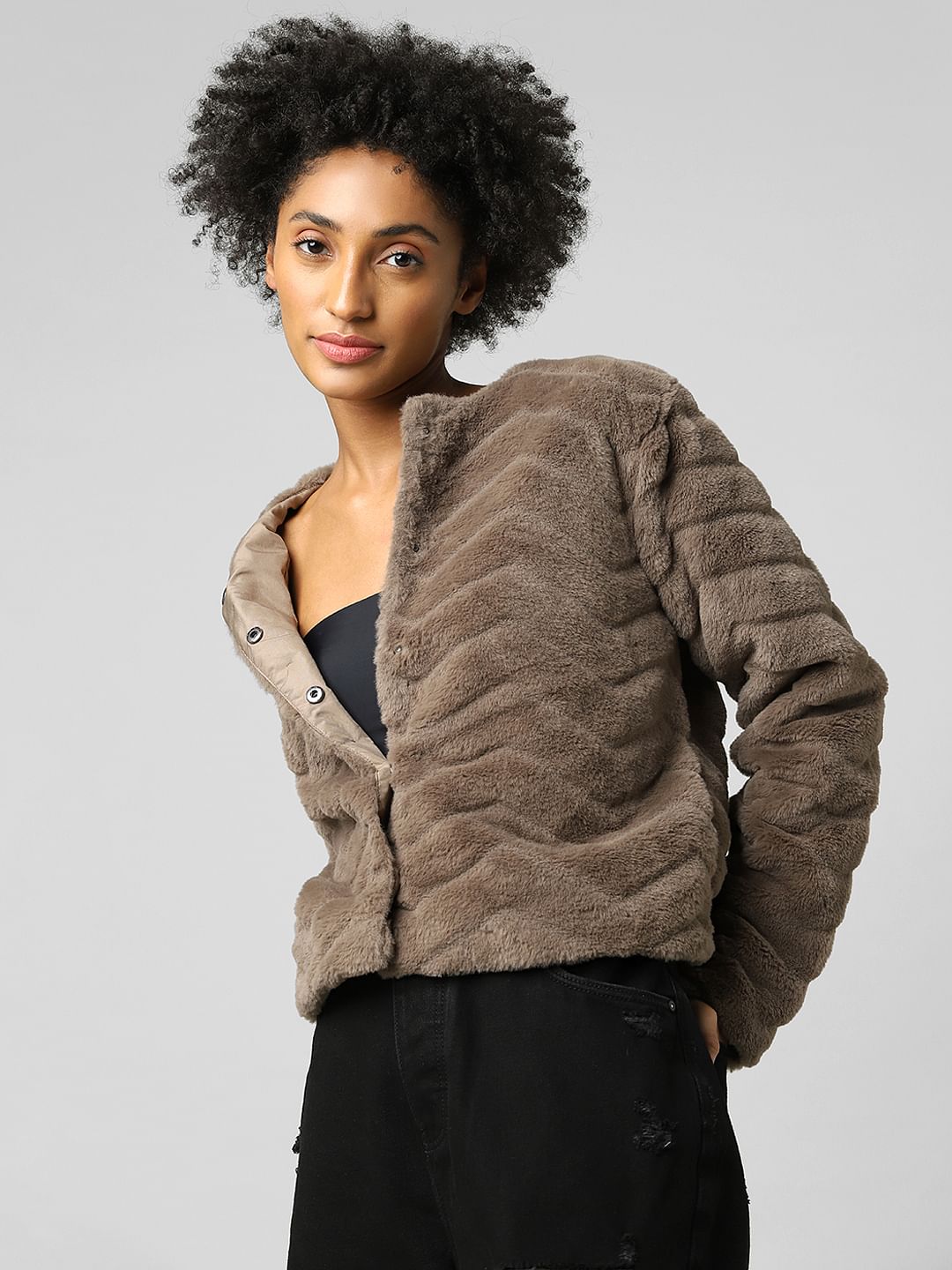 Brown Faux Fur Jacket