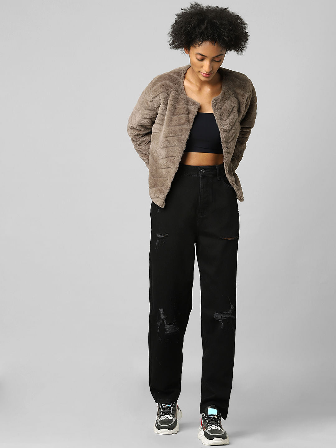 Brown Faux Fur Jacket