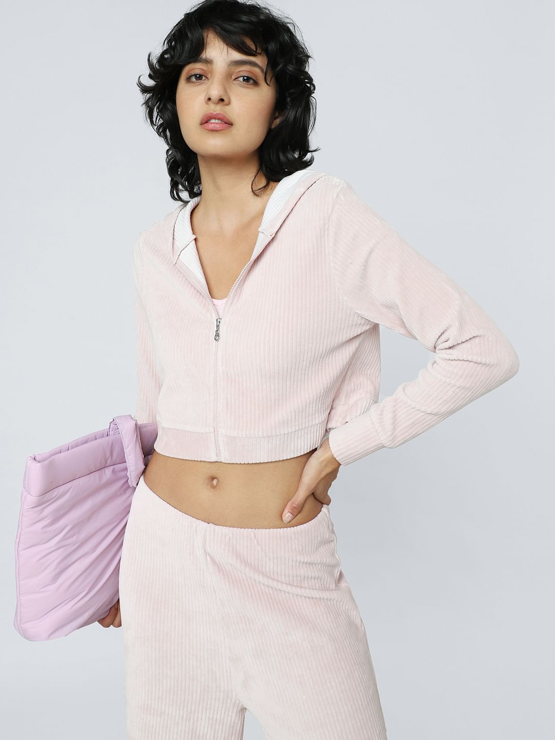 Light Pink Zip-Up Co-Ord Hoodie