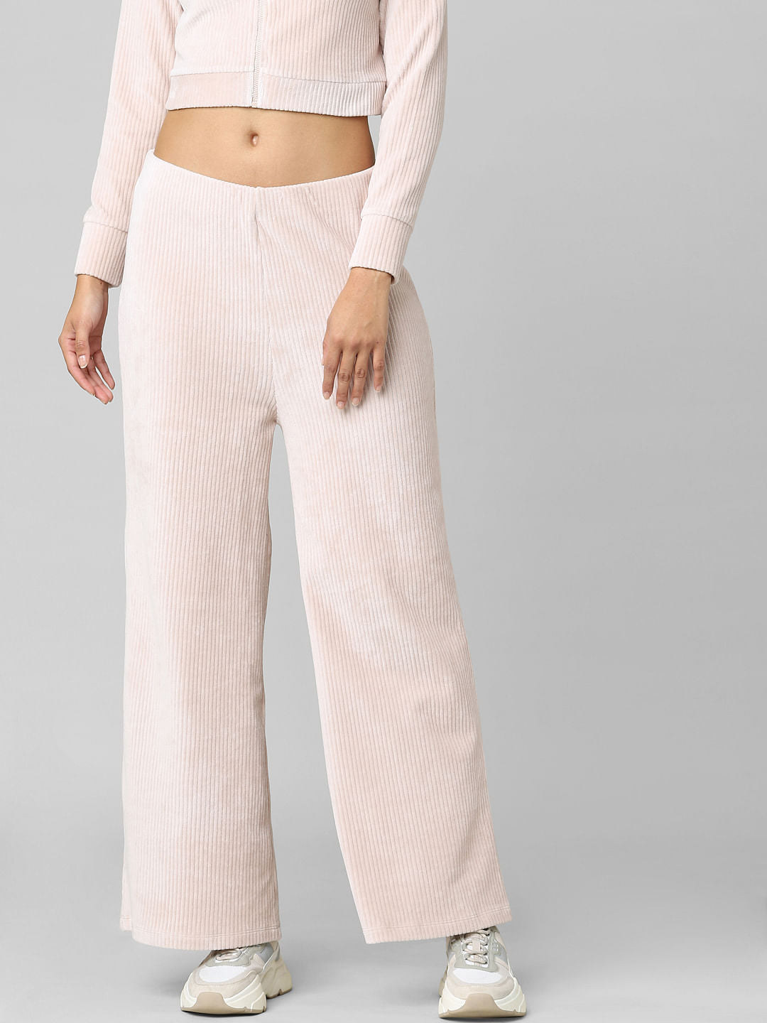 Light Pink Mid Rise Wide Leg Pants