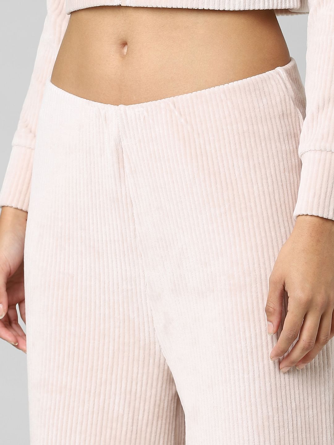 Light Pink Mid Rise Wide Leg Pants