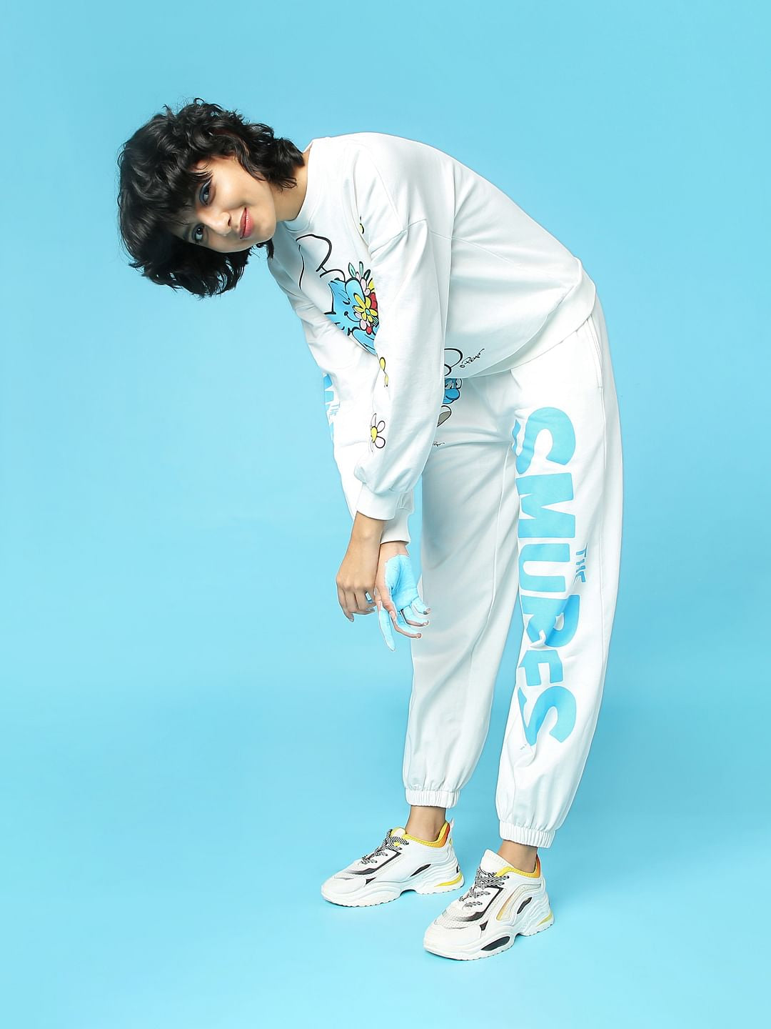 The Smurfs X Only White Printed Co-Ord Sweatshirt