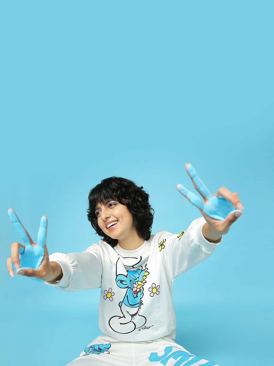 The Smurfs X Only White Printed Co-Ord Sweatshirt