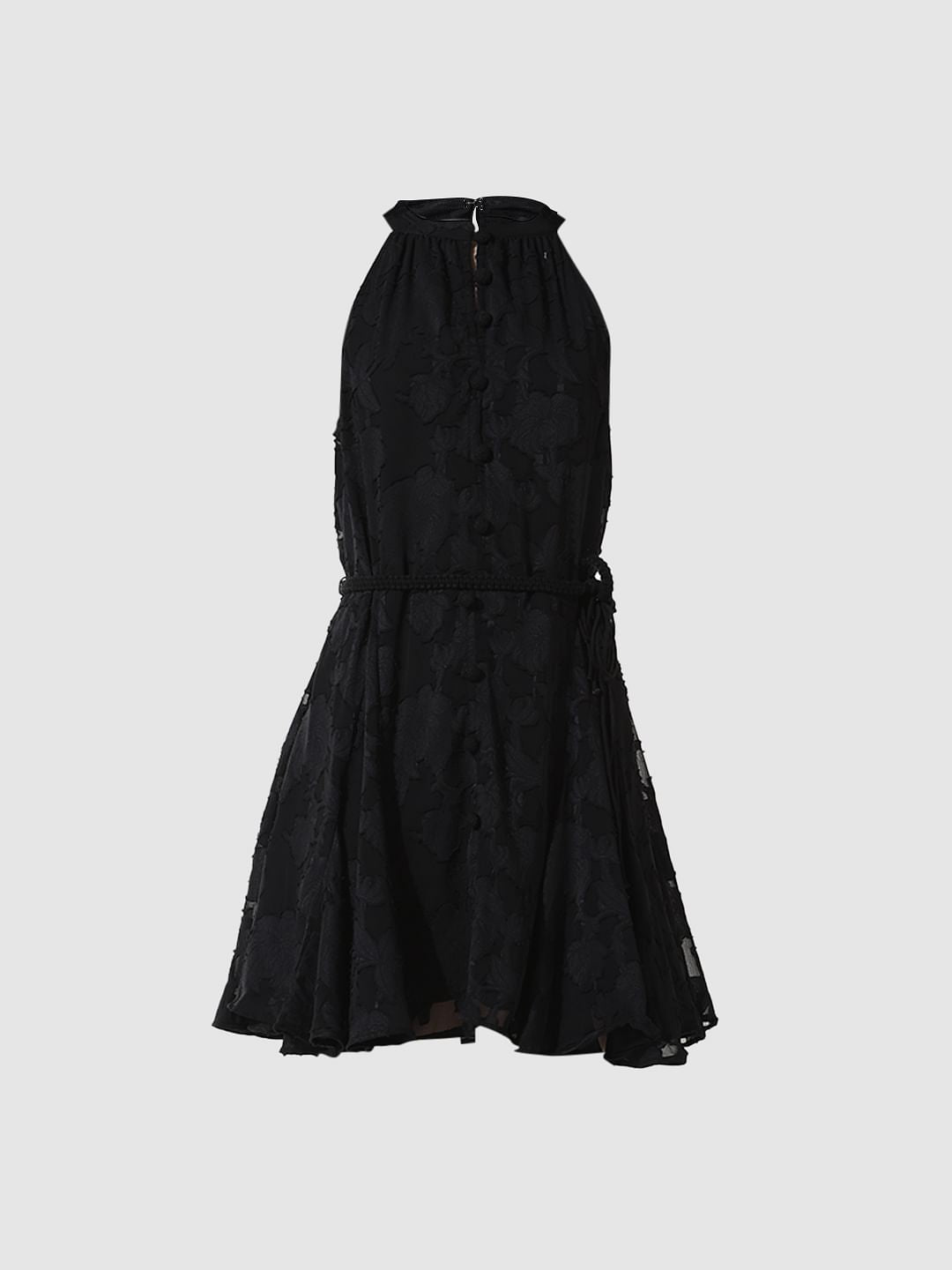 Black Textured Short Dress