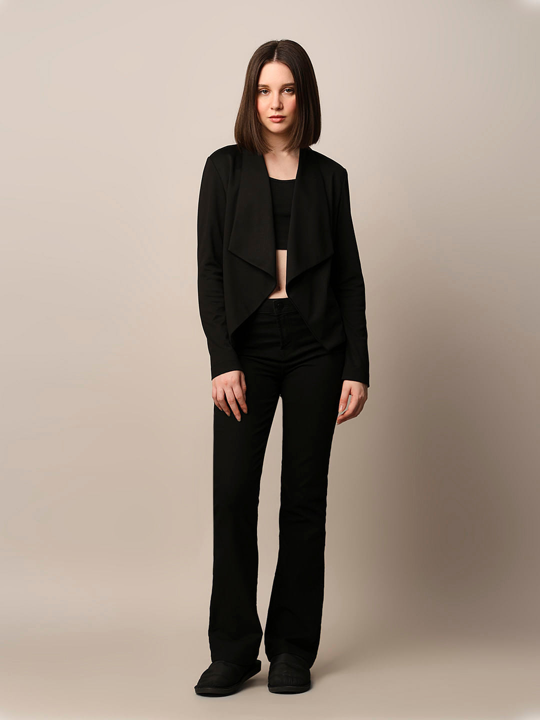 Black Cowl Neck Short Blazer
