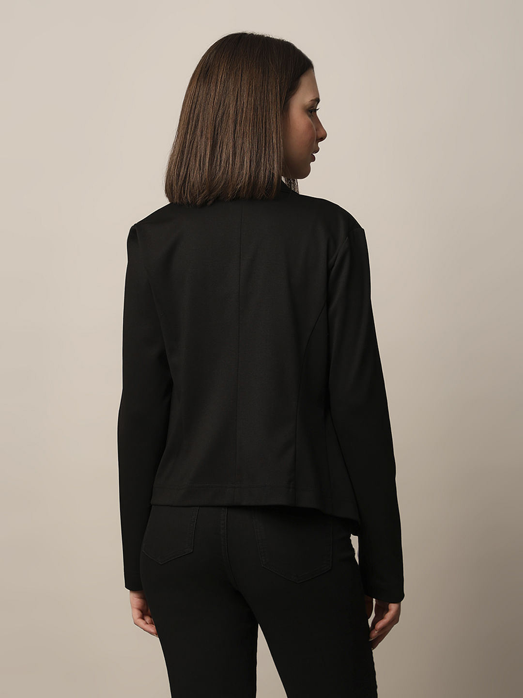 Black Cowl Neck Short Blazer