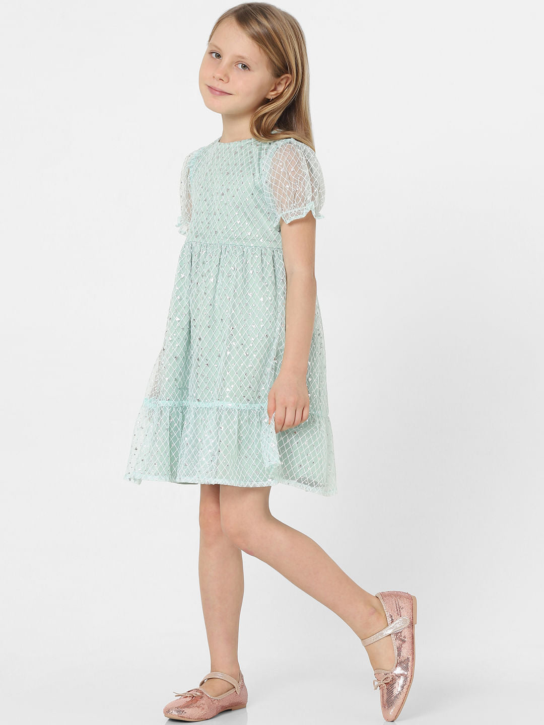 Green Embellished Fit & Flare Dress