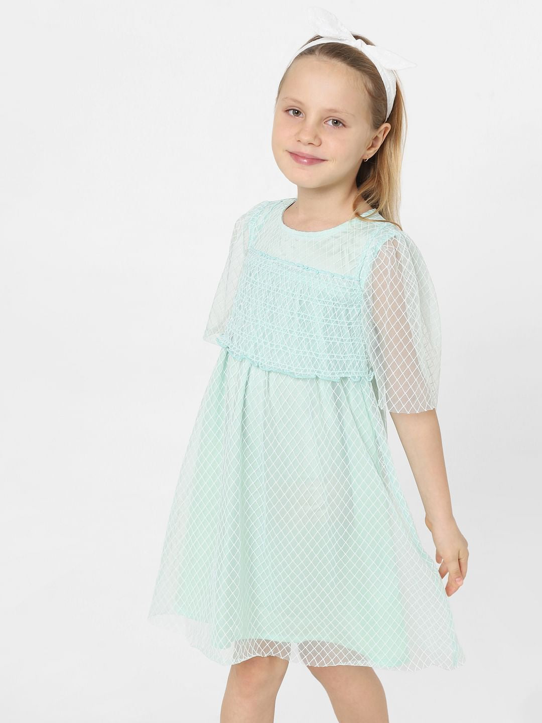 Green Textured Fit & Flare Dress