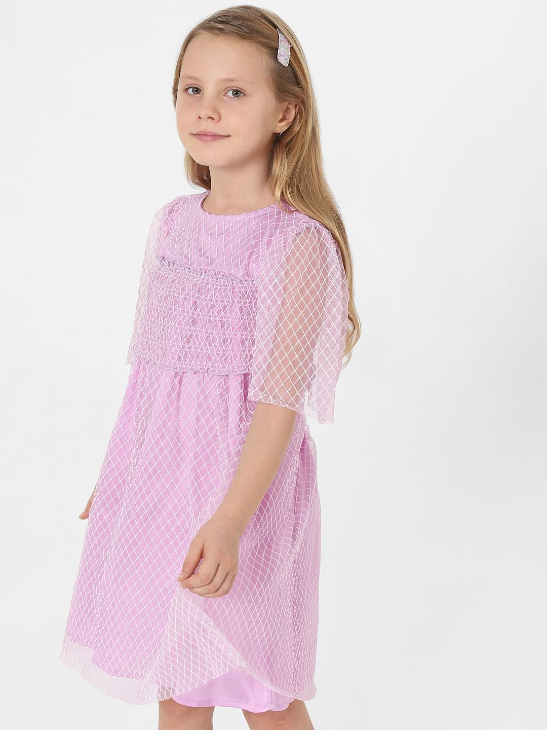 Purple Textured Fit & Flare Dress