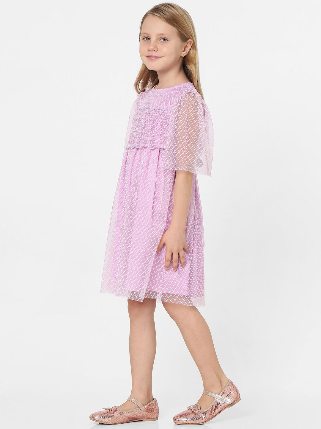 Purple Textured Fit & Flare Dress