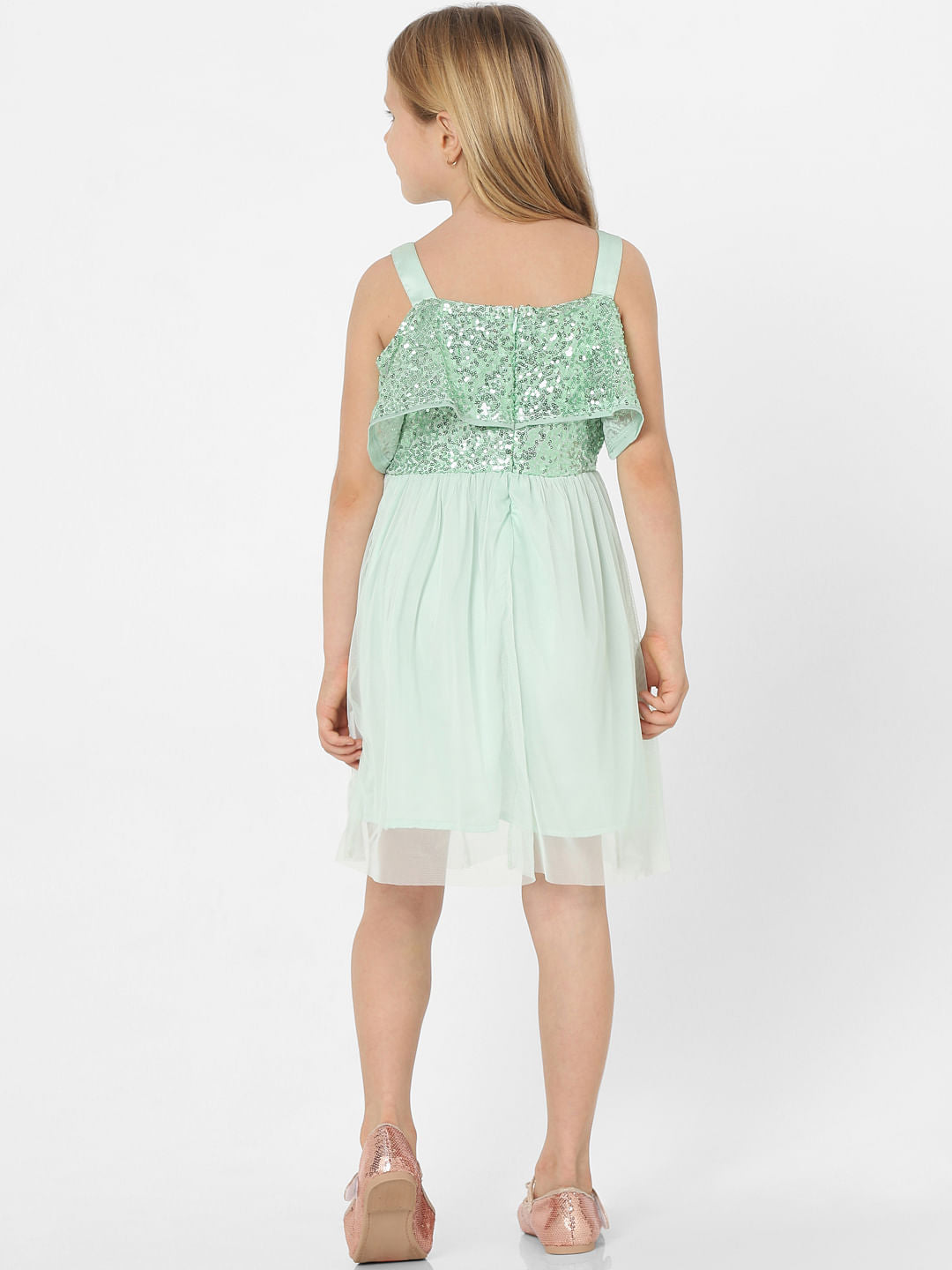 Green Sequin Off-Shoulder Dress