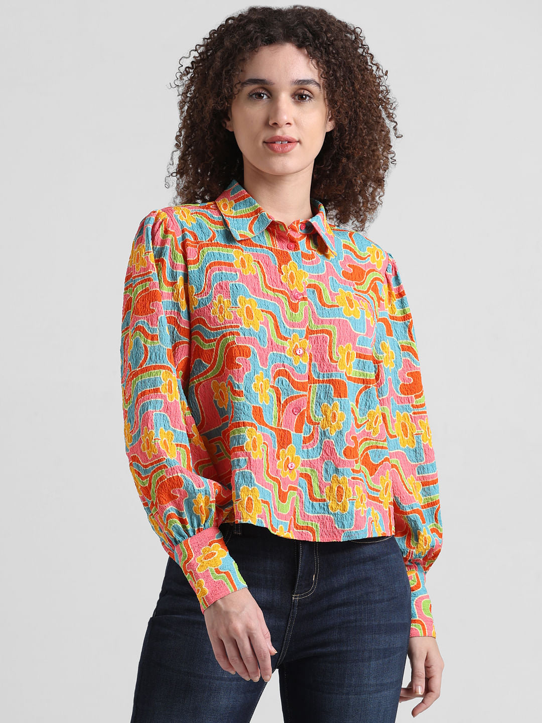 Yellow Abstract Print Shirt