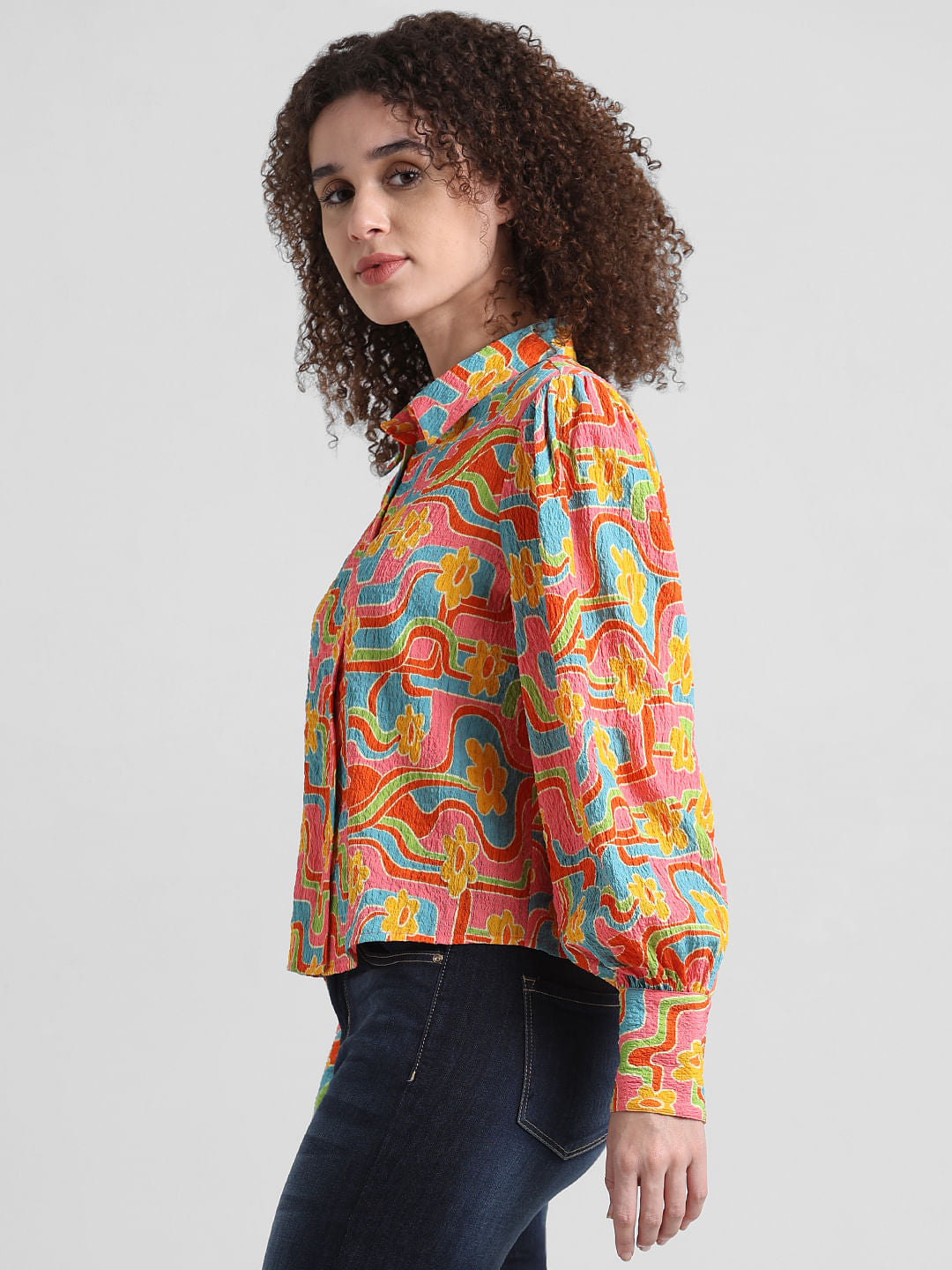 Yellow Abstract Print Shirt