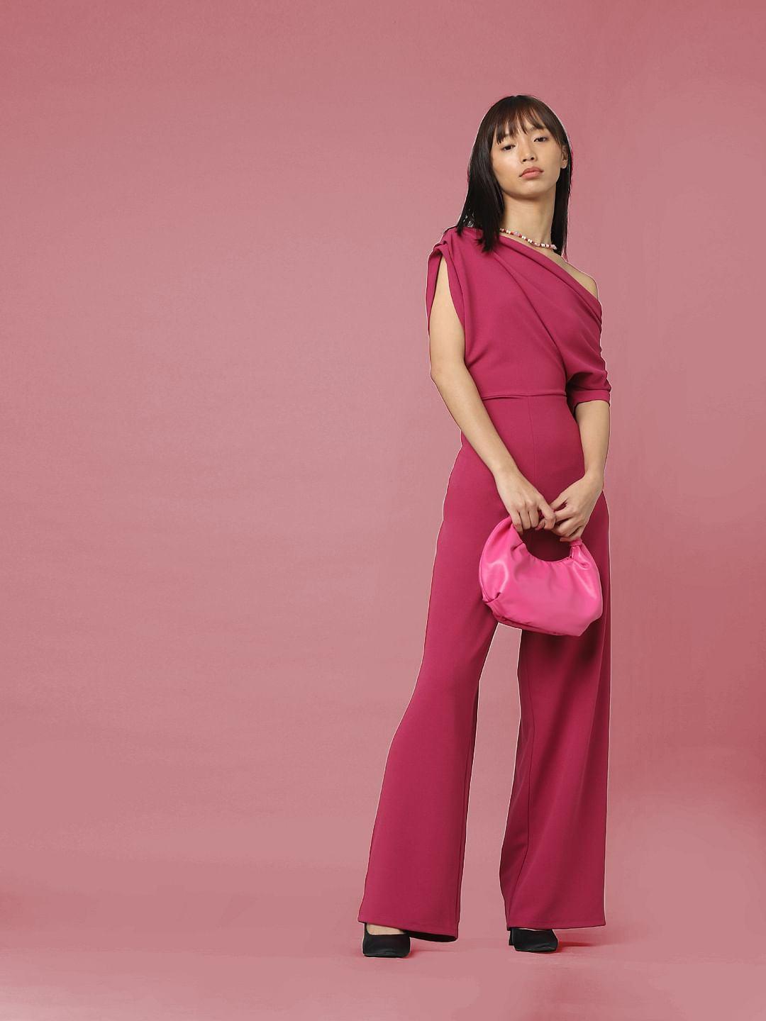 Pink One-Shoulder Jumpsuit