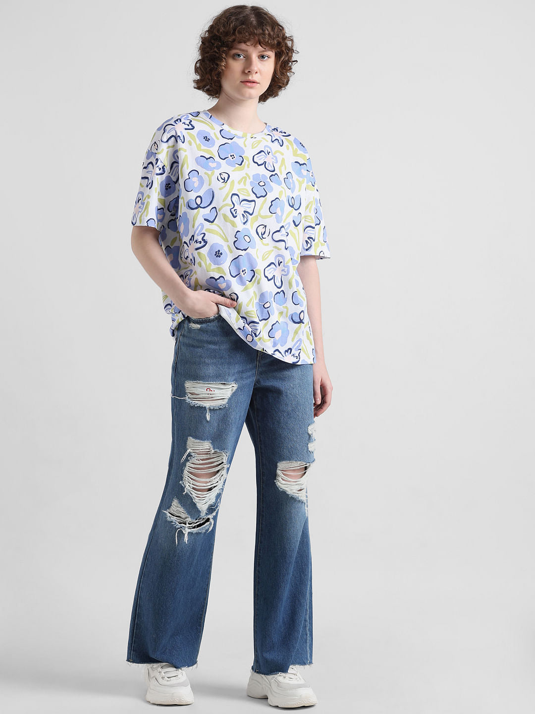 White Floral Oversized T-shirt