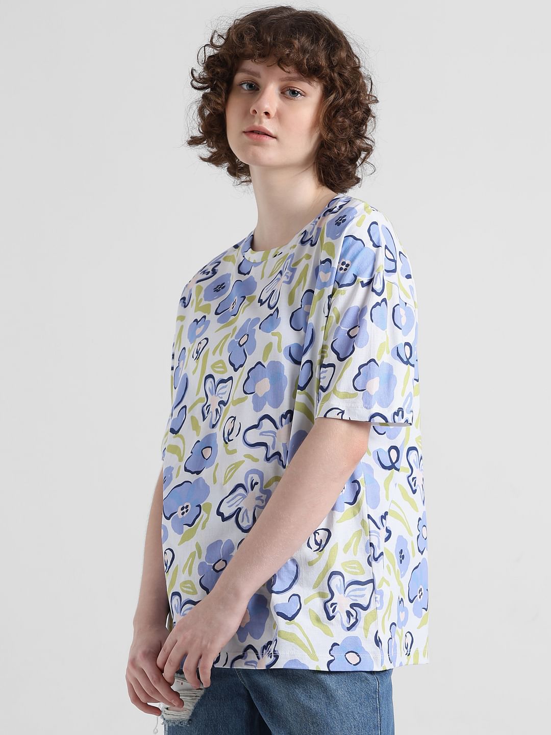 White Floral Oversized T-shirt