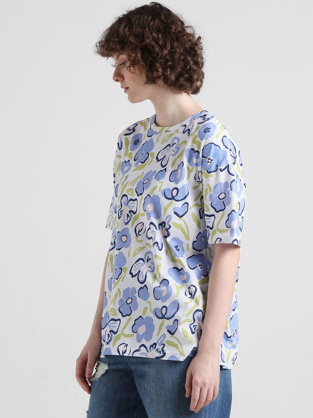 White Floral Oversized T-shirt