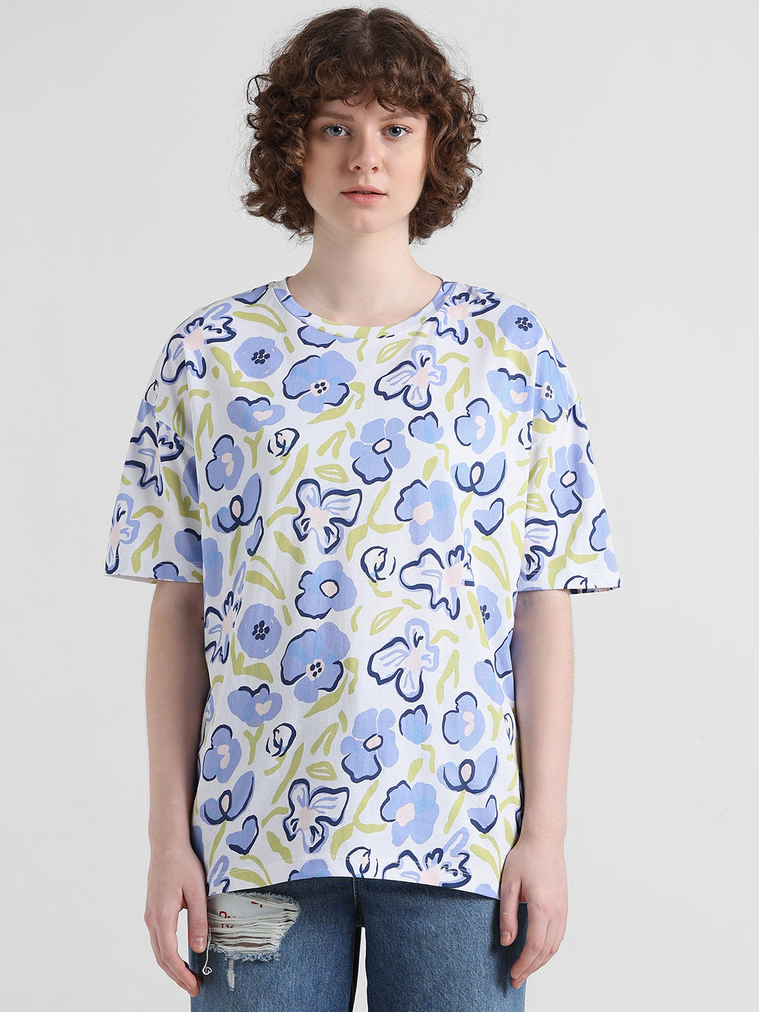 White Floral Oversized T-shirt