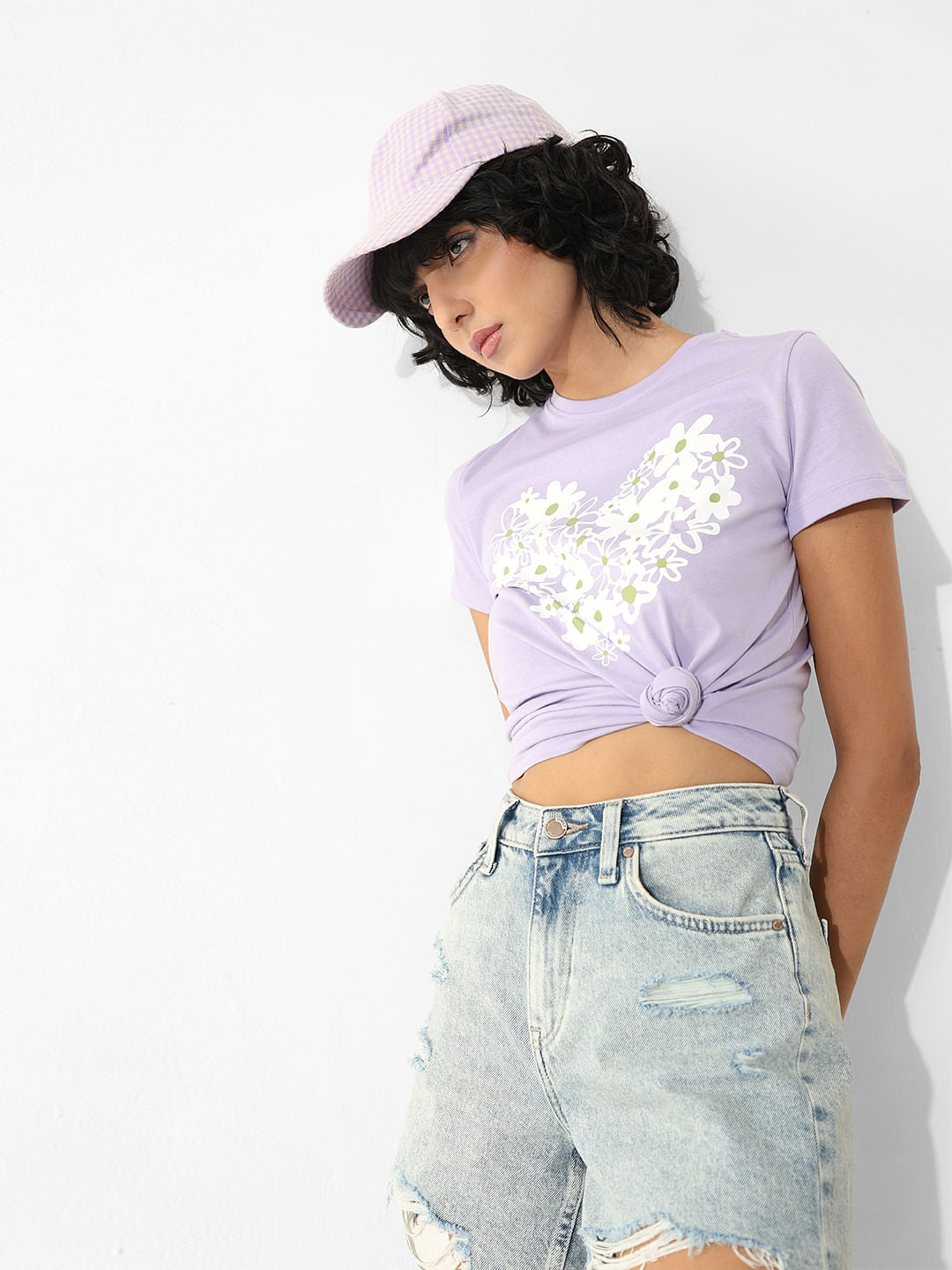 Lilac Floral Print T-Shirt