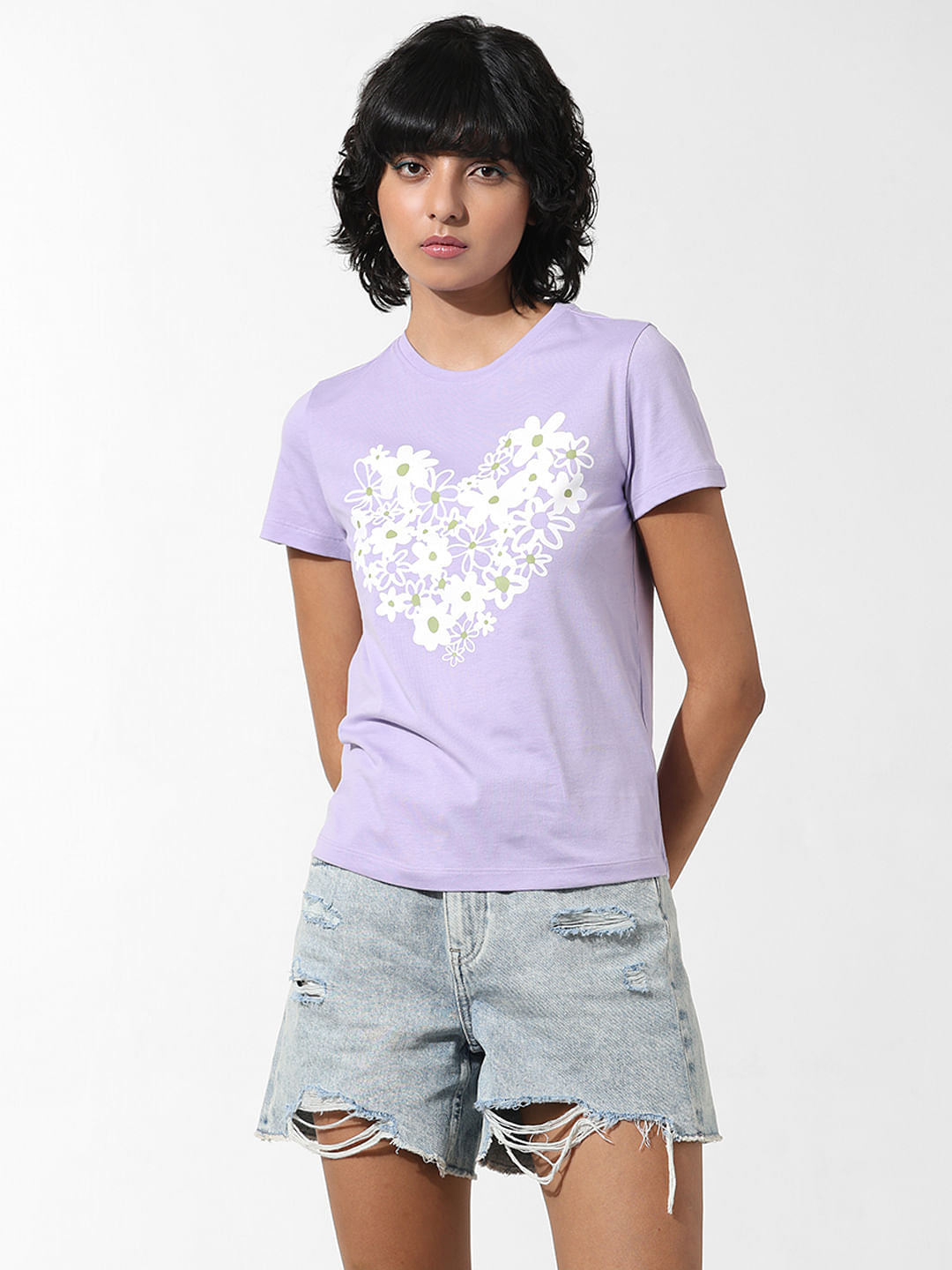 Lilac Floral Print T-Shirt