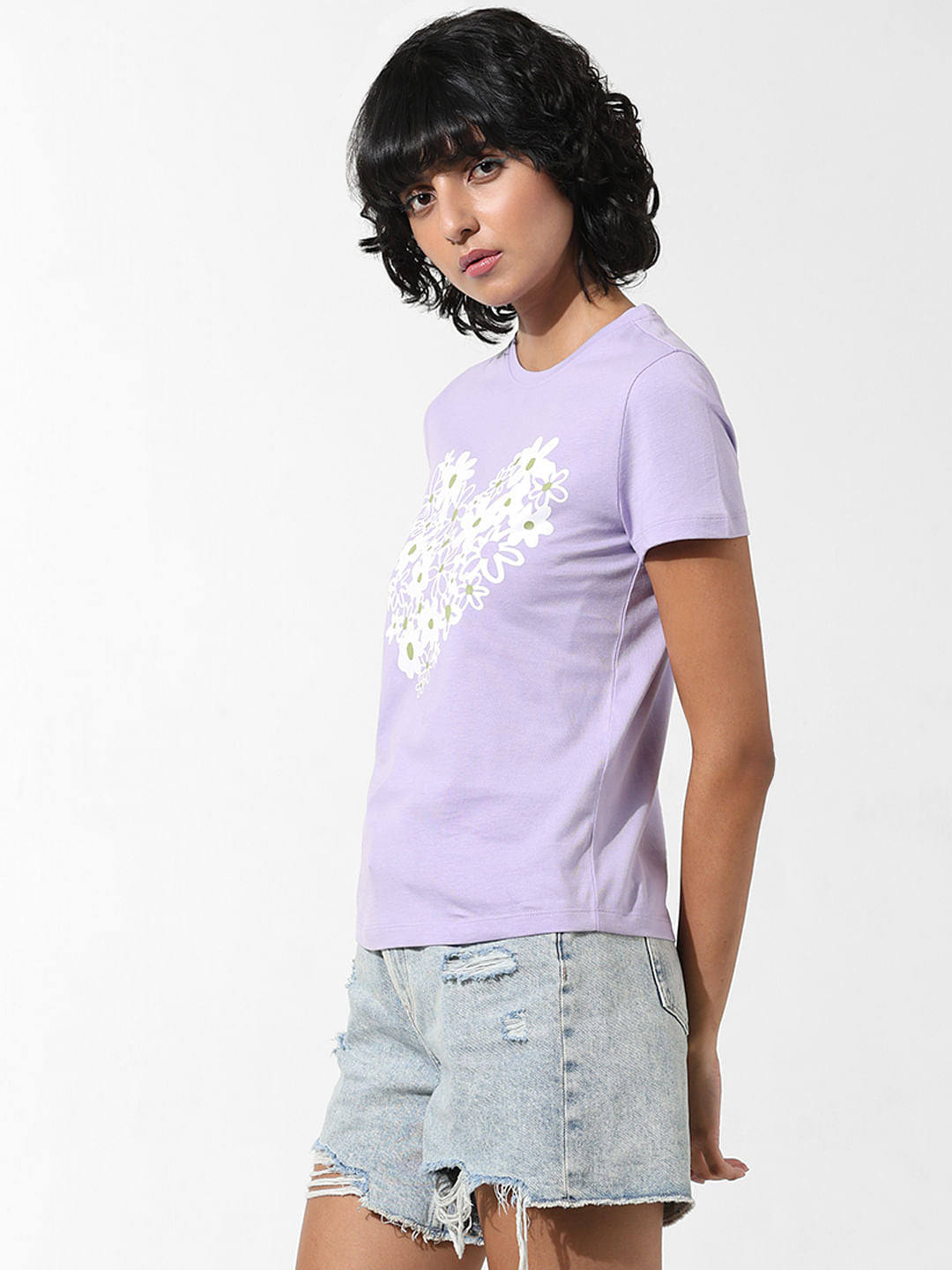 Lilac Floral Print T-Shirt