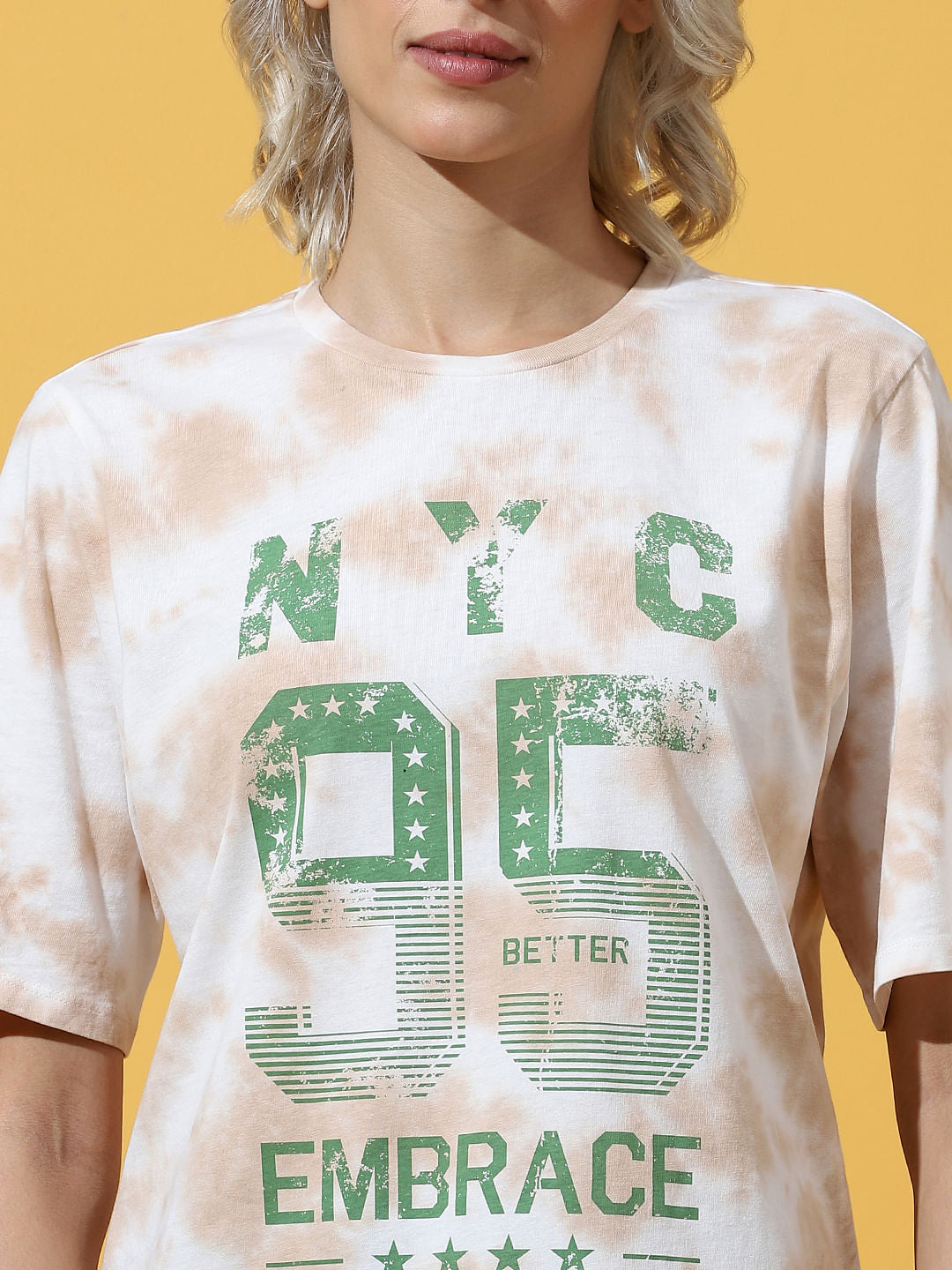 White Tie-Dye Printed T-Shirt