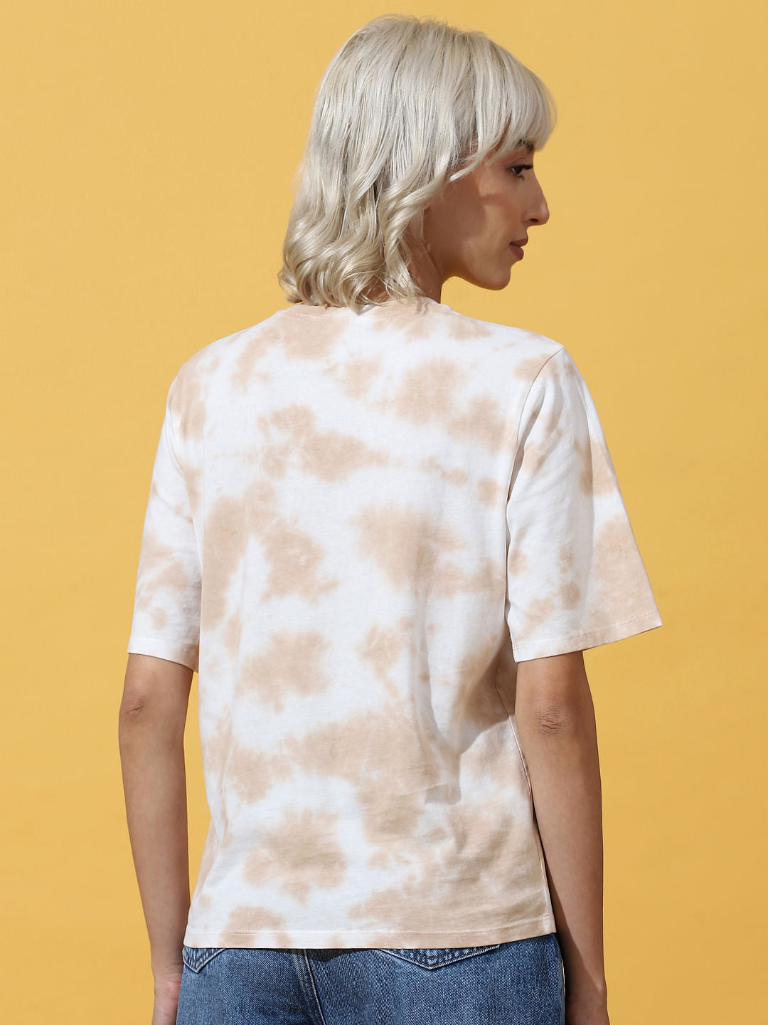 White Tie-Dye Printed T-Shirt