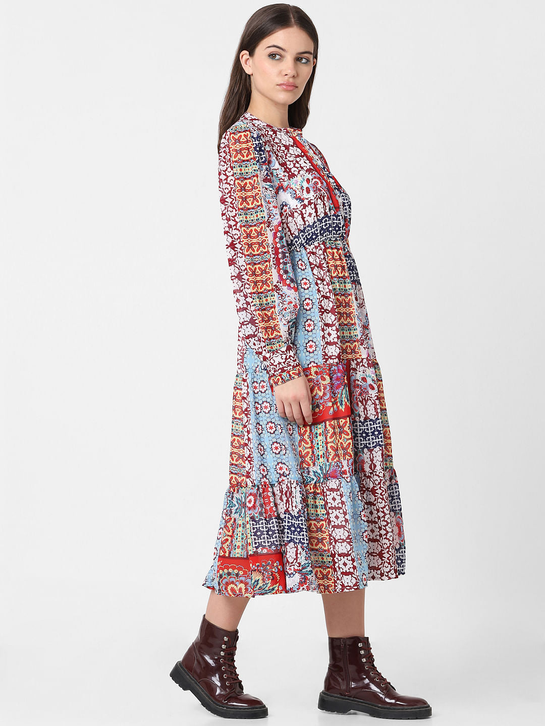 Blue Printed Midi Dress