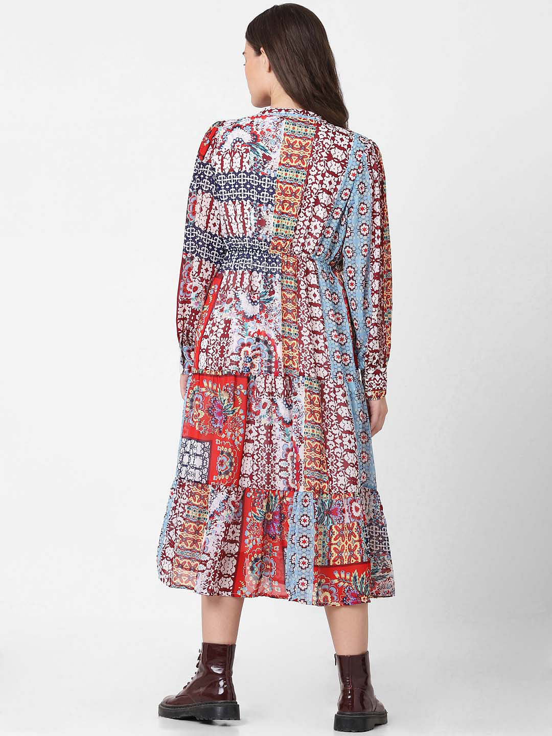 Blue Printed Midi Dress