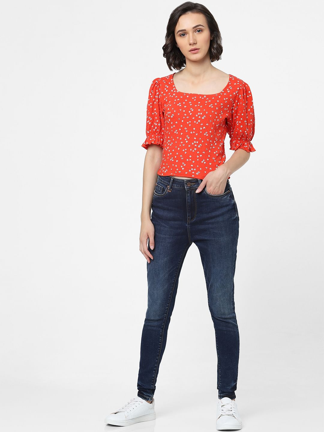 Orange Floral Top