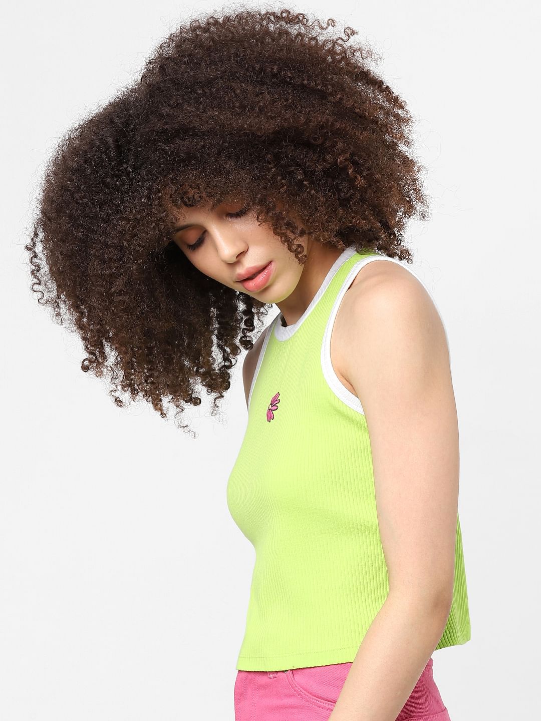 Green Ribbed Vest Top