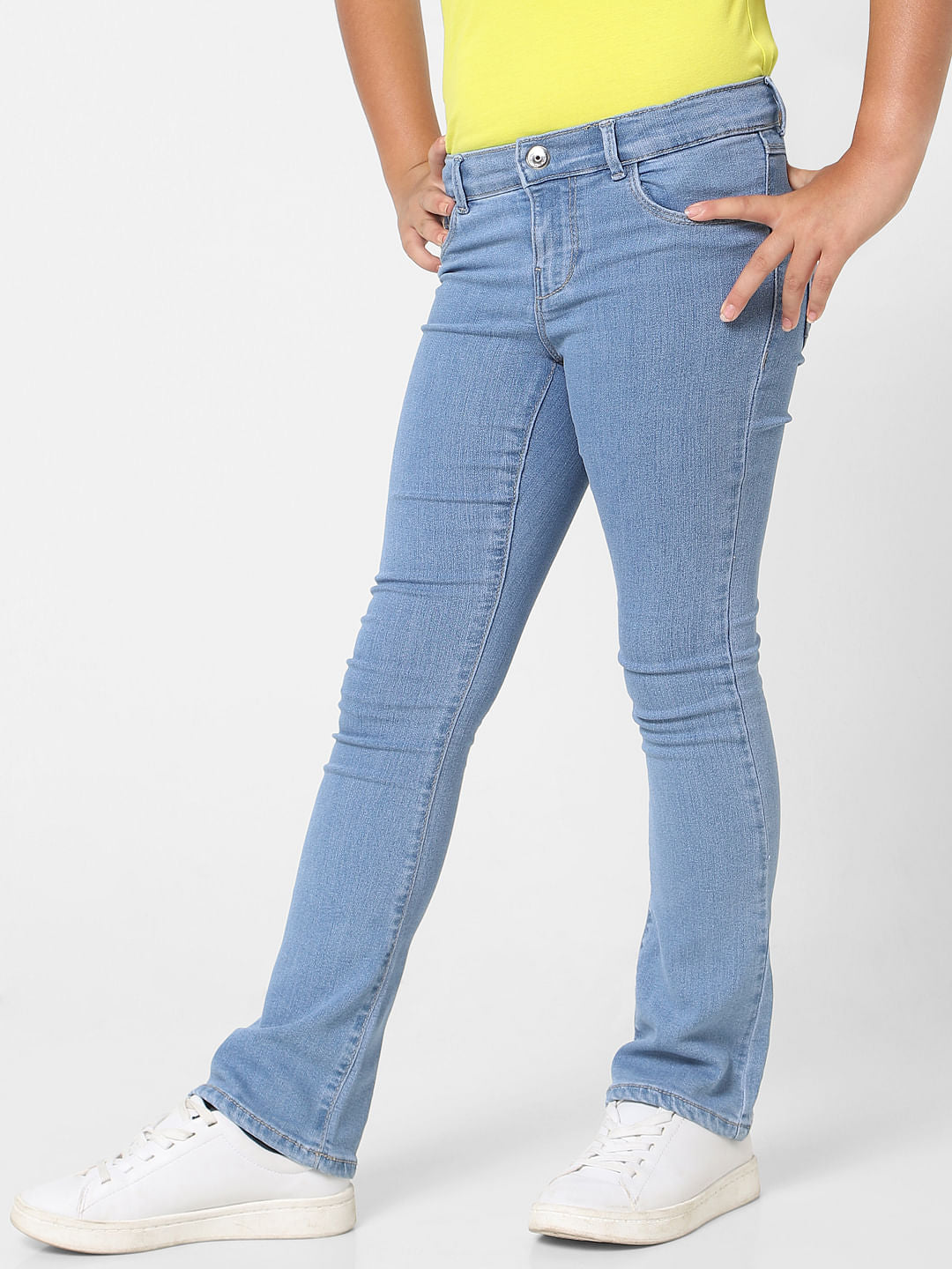 Light Blue Mid Rise Flared Jeans