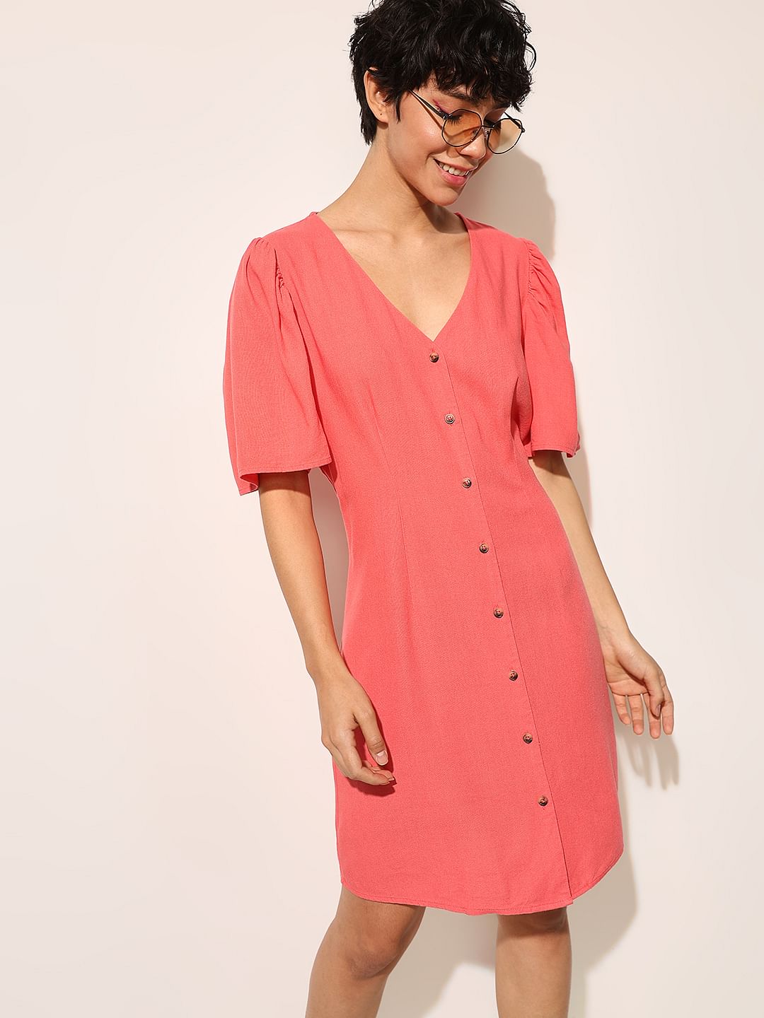 Red V-Neck Dress