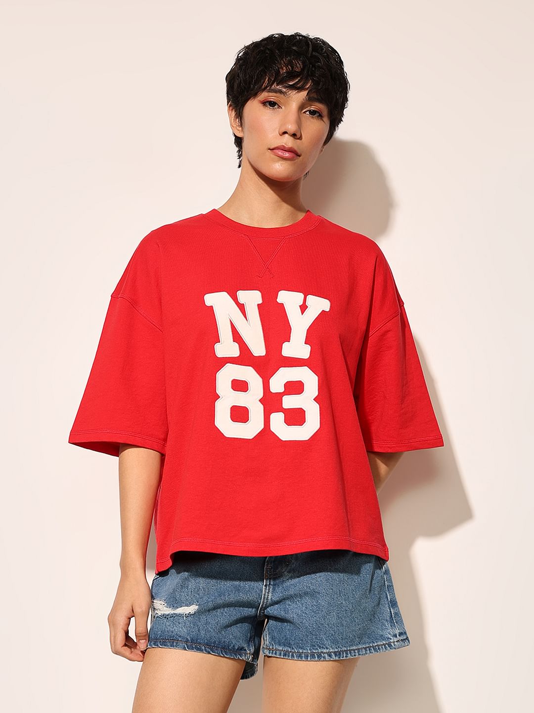 Red Printed Oversized T-Shirt