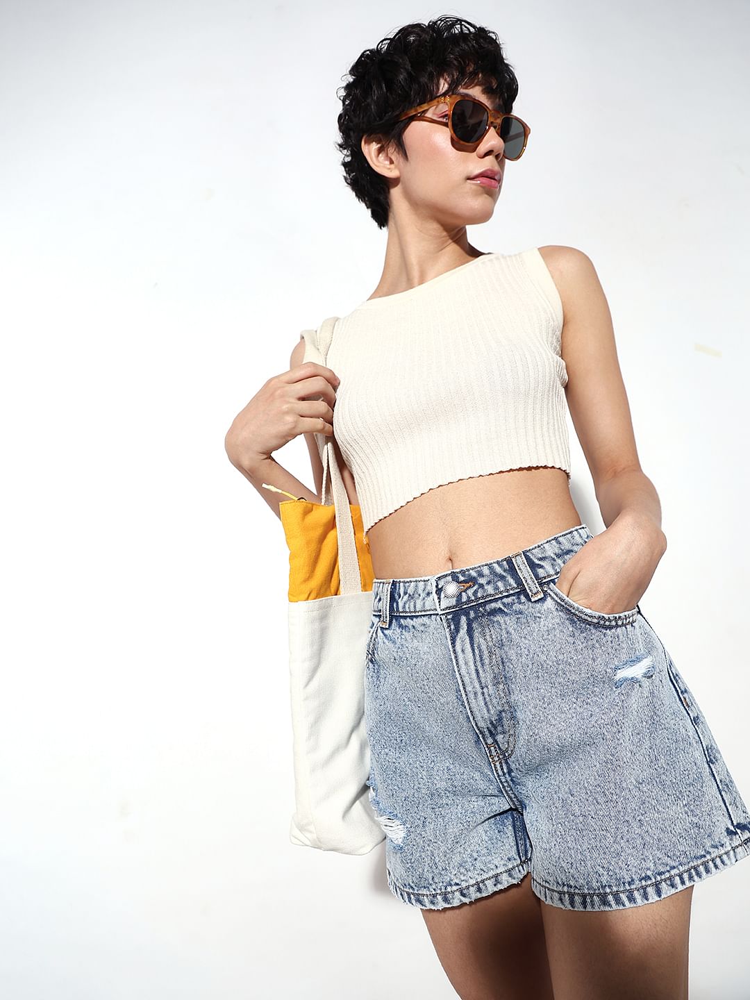 Light Blue Mom Fit Denim Shorts