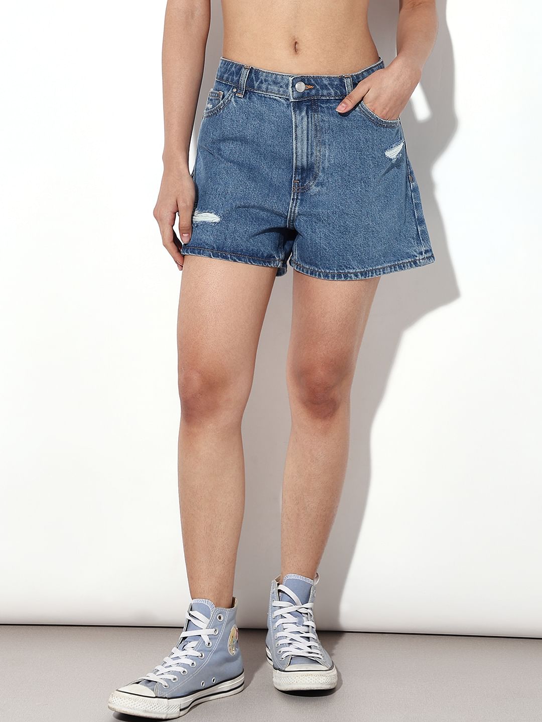 Blue Mom Fit Denim Shorts