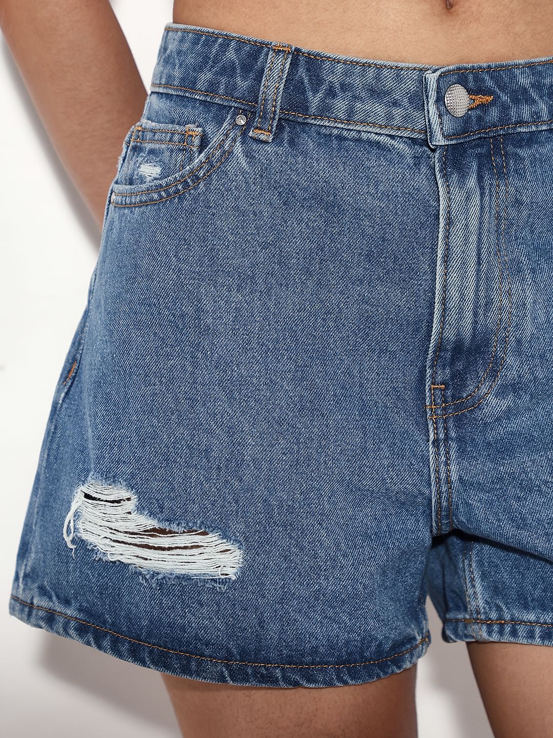 Blue Mom Fit Denim Shorts