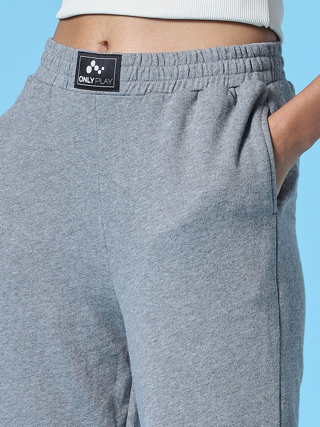 Grey High Rise Knee Cut Sweatpants